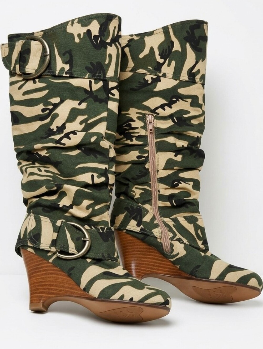 Naughty Monkey Camo Wedge Mid-Calf Boots
